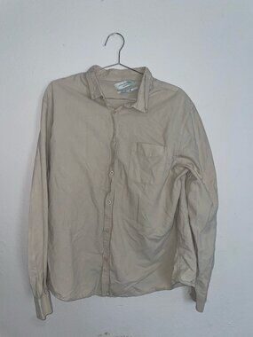 Cotton On Garments Tan Long Sleeve Button Up Shirt Mens